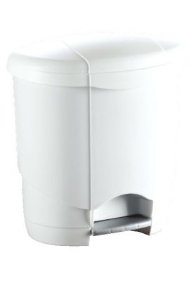 Poubelle à pédale en plastique blanc 6 Litres - 101895