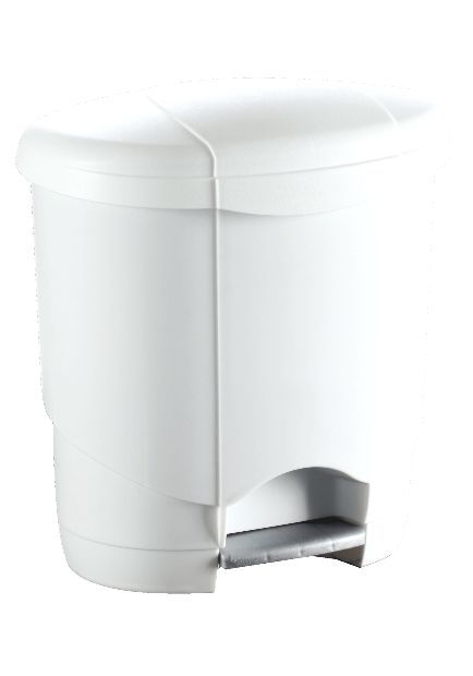 Poubelle à pédale en plastique blanc 6 Litres - 101895