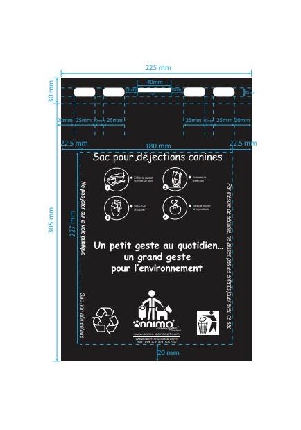 Sac pour déjections canines noir - 113904